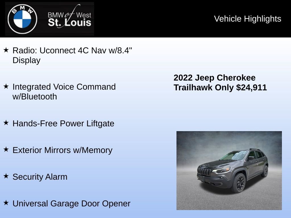Used 2022 Jeep Cherokee Trailhawk w/ Sound & Nav Group AWD/4WD image 24