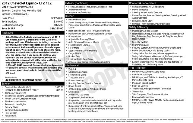 Used 2012 Chevrolet Equinox LTZ FWD image 1