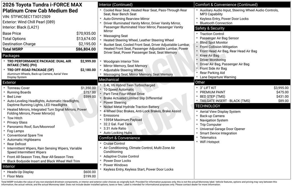 New 2026 Toyota Tundra Platinum AWD/4WD image 6