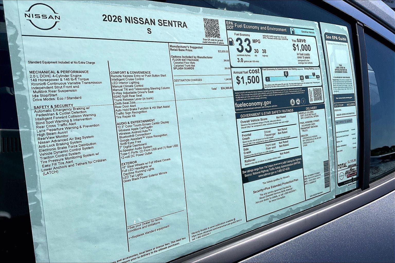 New 2026 Nissan Sentra S w/ Floor Mat Package FWD image 15