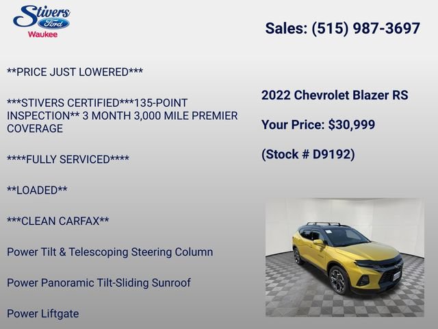 Used 2022 Chevrolet Blazer RS w/ Enhanced Convenience Package AWD/4WD image 16