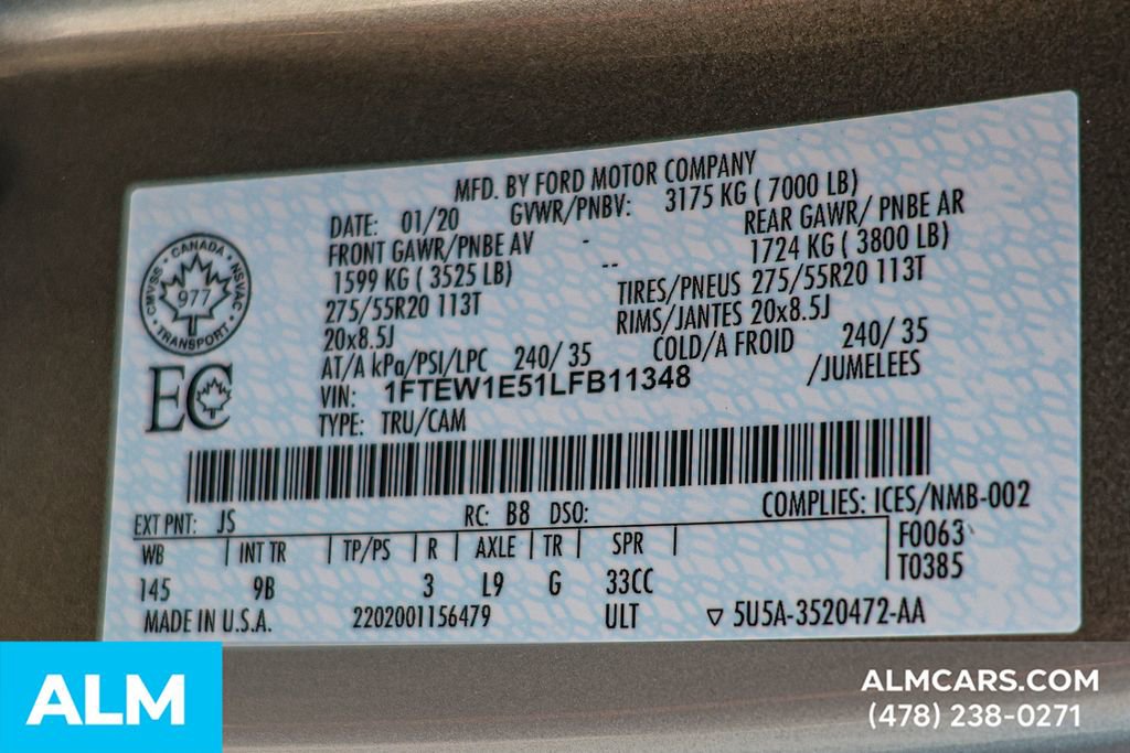 Used 2020 Ford F150 Platinum w/ Technology Package image 58