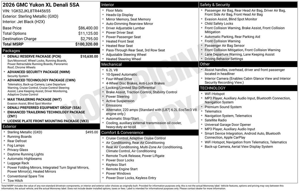 New 2026 GMC Yukon XL Denali w/ Denali Reserve Package AWD/4WD image 52