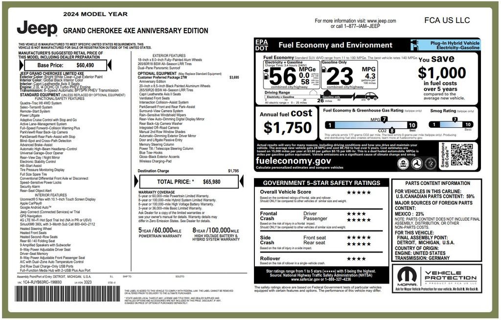 Used 2024 Jeep Grand Cherokee Limited 4xe AWD/4WD image 3