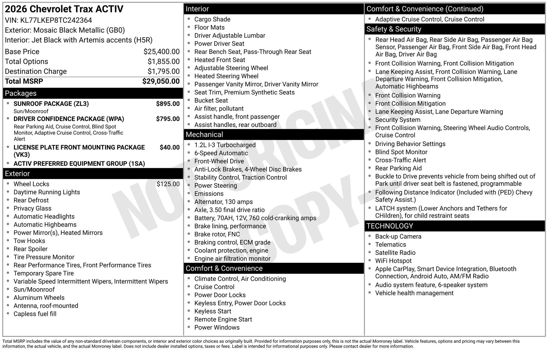 New 2026 Chevrolet Trax ACTIV w/ Sunroof Package FWD image 3