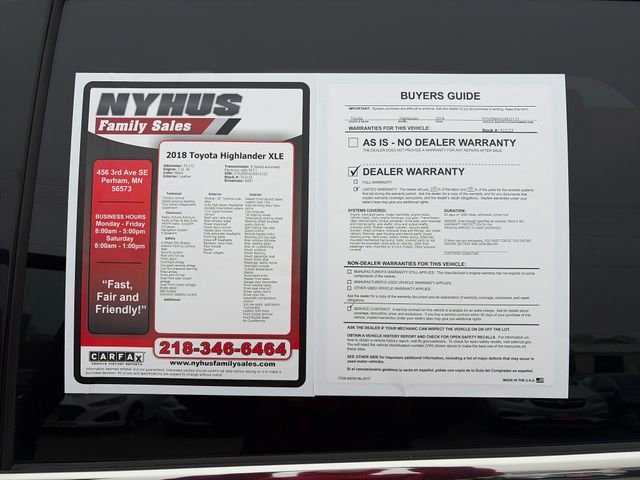 Used 2018 Toyota Highlander XLE w/ Protection Package #3 AWD/4WD image 55