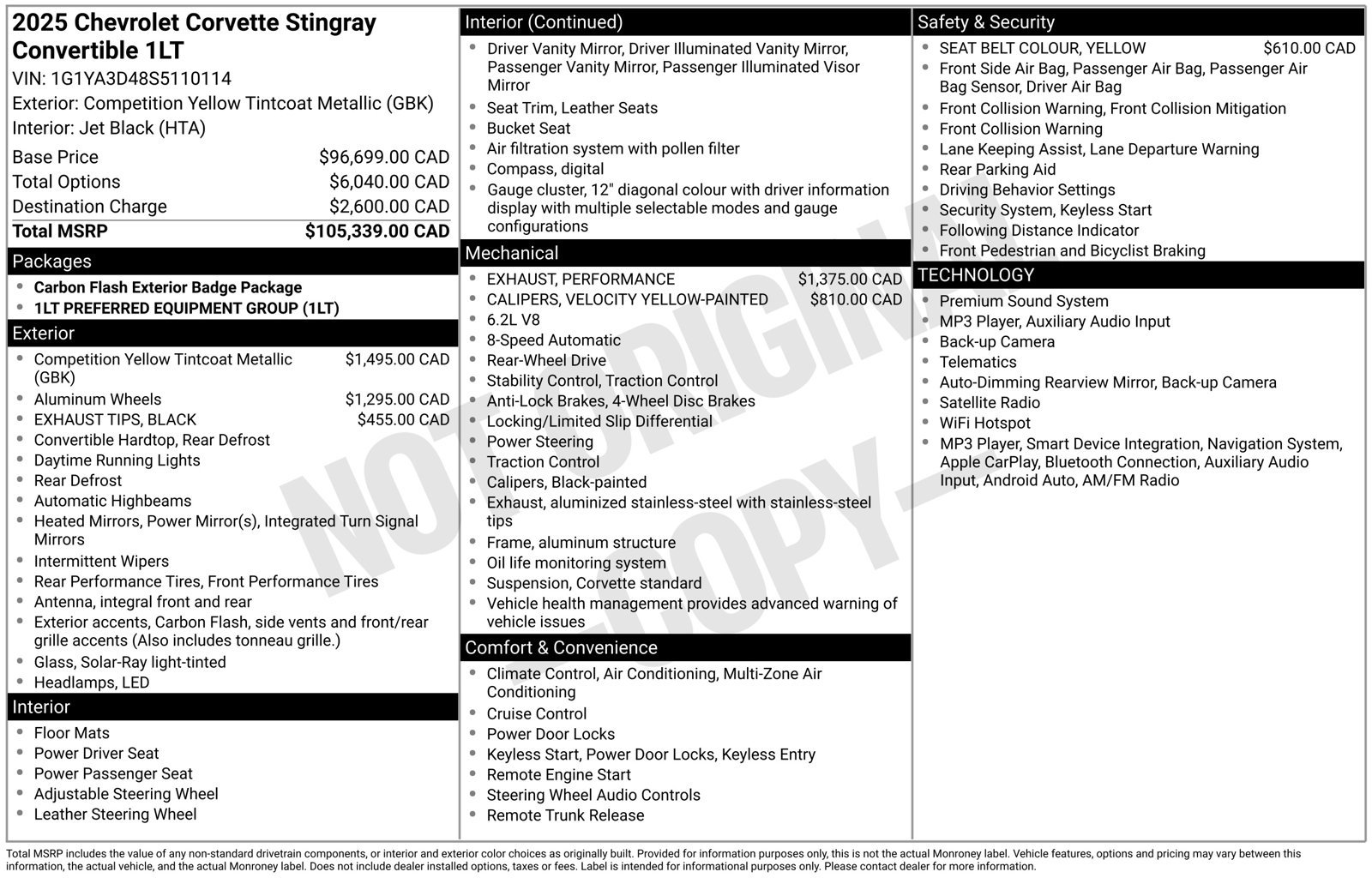 Certified 2025 Chevrolet Corvette Stingray Convertible w/ 1LT RWD image 34