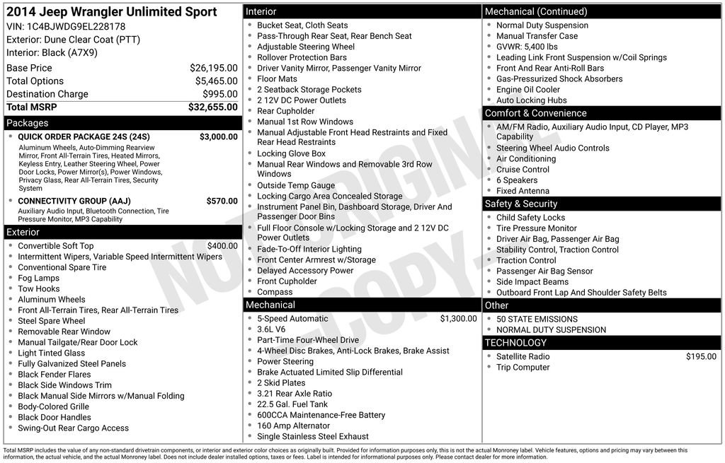 Used 2014 Jeep Wrangler Unlimited Sport w/ Quick Order Package 24S image 24