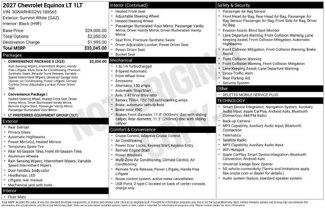 New 2027 Chevrolet Equinox LT w/ Convenience Package II FWD image 4