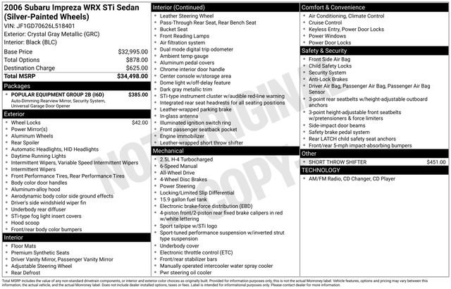 Used 2006 Subaru Impreza WRX STI w/ Popular Equipment Group 2B AWD/4WD image 30