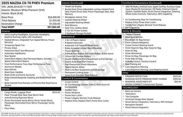 Used 2025 MAZDA CX-70 Plug-In Hybrid w/ Premium Pkg image 31