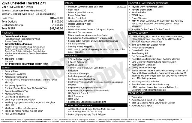 Certified 2024 Chevrolet Traverse Z71 AWD/4WD image 36