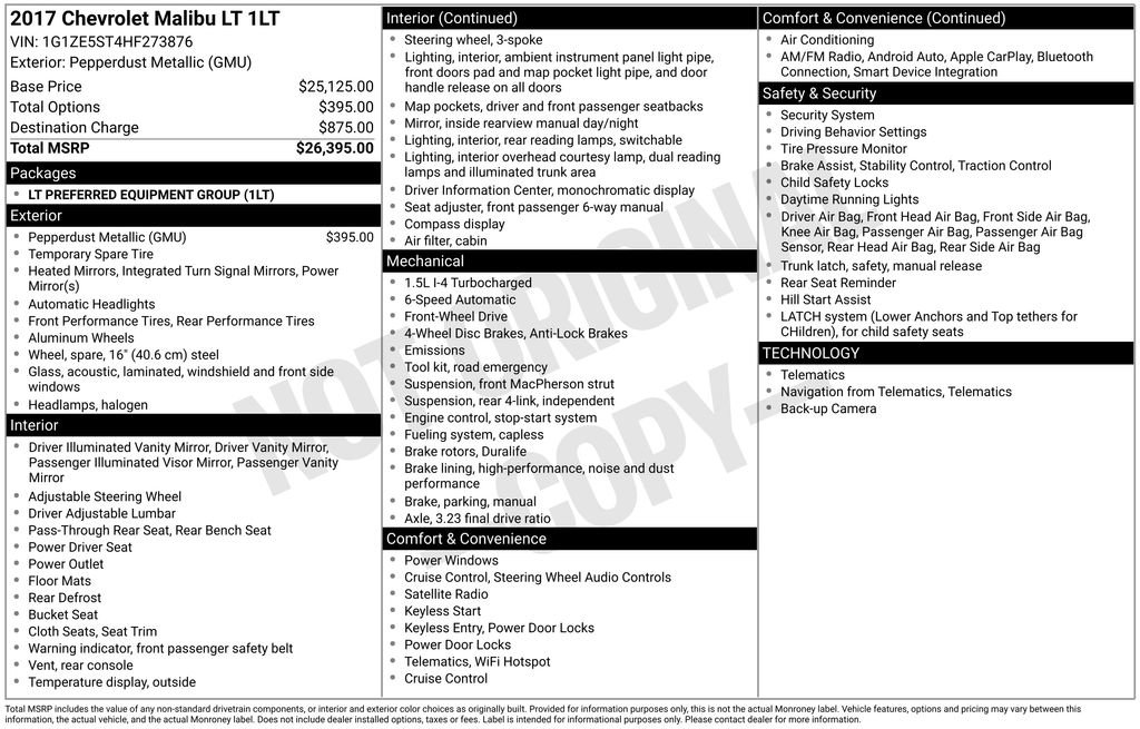 Used 2017 Chevrolet Malibu LT image 2