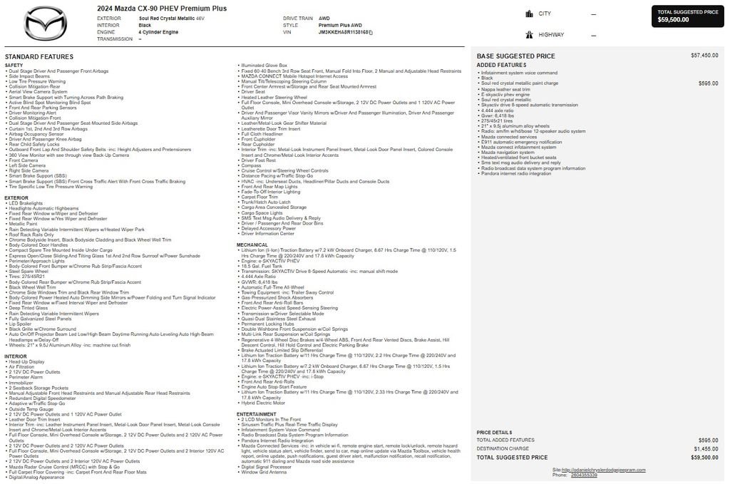 Used 2024 MAZDA CX-90 Plug-In Hybrid w/ Premium Plus image 32
