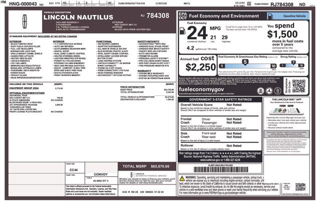 Certified 2024 Lincoln Nautilus Reserve w/ Equipment Group 202A AWD/4WD image 36
