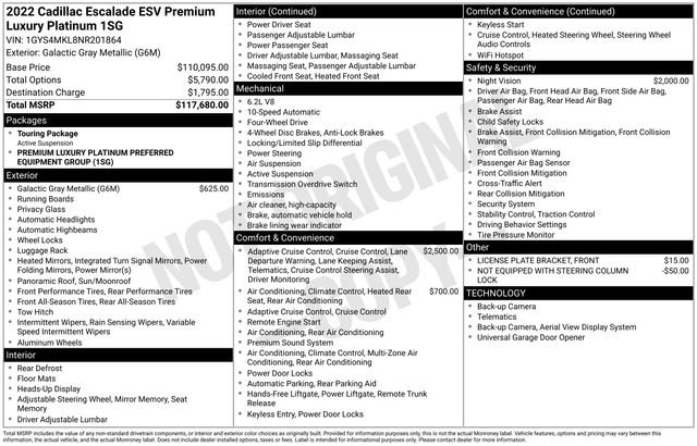 Used 2022 Cadillac Escalade ESV Premium Luxury Platinum AWD/4WD image 44