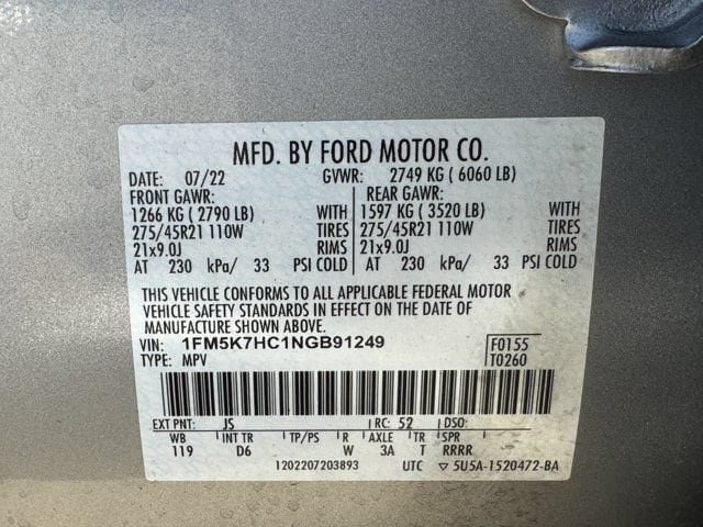 Used 2022 Ford Explorer Platinum w/ Equipment Group 601A RWD image 36