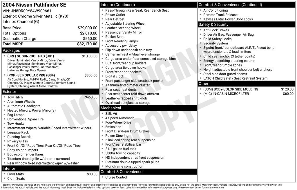 Used 2004 Nissan Pathfinder SE w/ (SRF) SE Sunroof Pkg AWD/4WD image 3