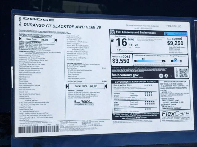 New 2026 Dodge Durango GT w/ Blacktop Package AWD/4WD image 18