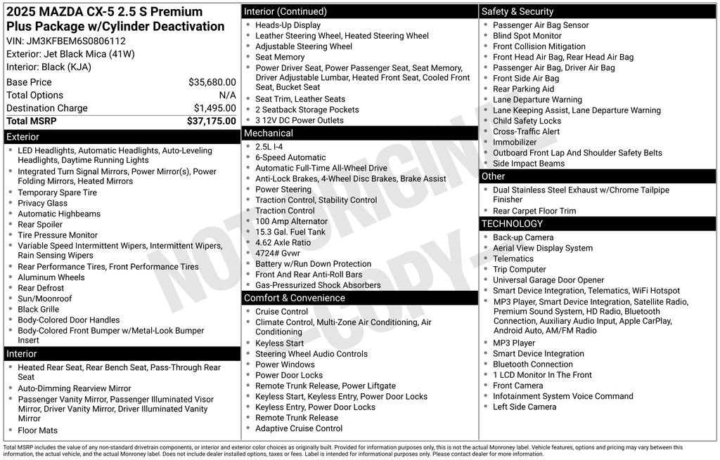 Certified 2025 MAZDA CX-5 AWD 2.5 S w/ Premium Plus Pkg image 37