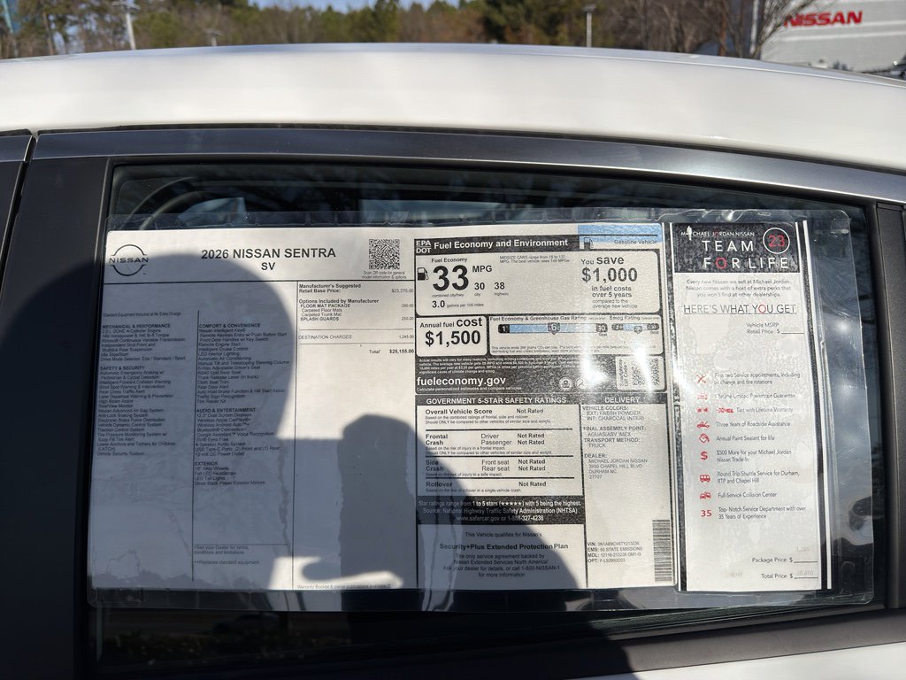 New 2026 Nissan Sentra SV w/ Floor Mat Package image 12