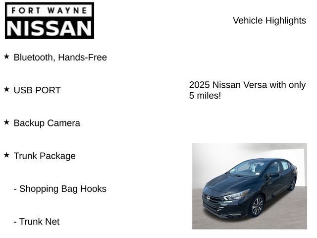 New 2025 Nissan Versa SV w/ Trunk Package image 7