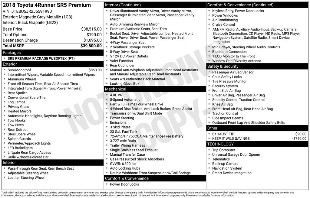 Used 2018 Toyota 4Runner SR5 Premium image 15