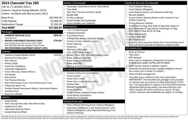 Used 2024 Chevrolet Trax RS w/ Sunroof Package FWD image 2
