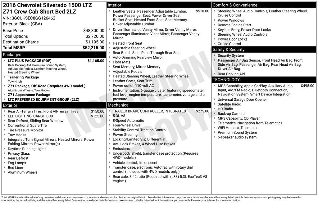 Used 2016 Chevrolet Silverado 1500 LTZ Z71 w/ LTZ Plus Package AWD/4WD image 10