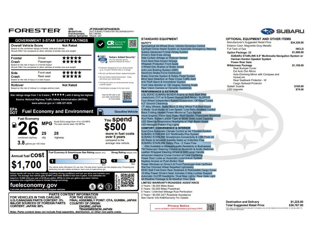 Used 2023 Subaru Forester Wilderness w/ Wilderness Package AWD/4WD image 9