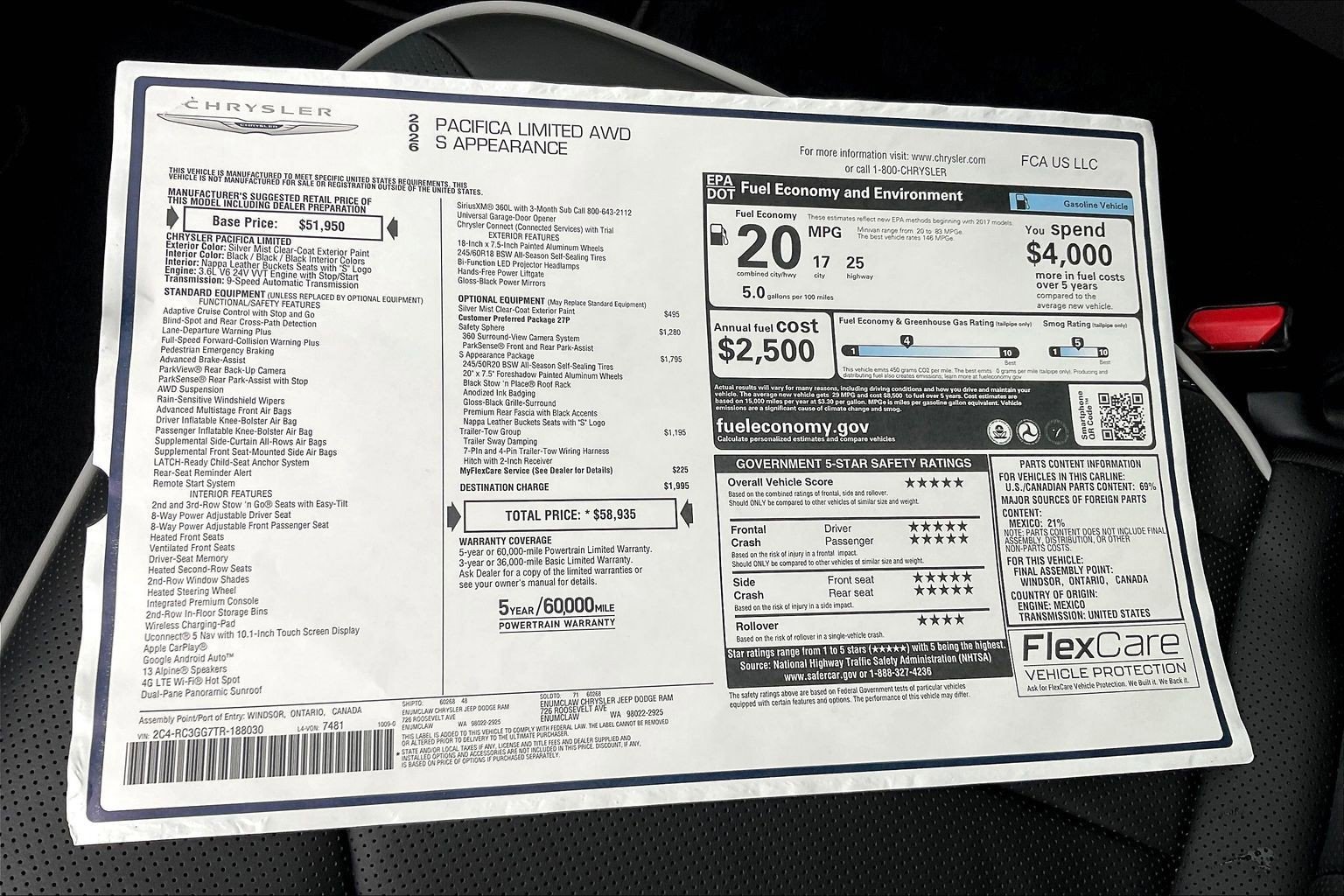 New 2026 Chrysler Pacifica Limited w/ S Appearance Package image 14