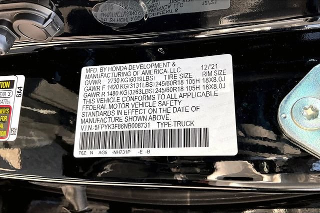Certified 2022 Honda Ridgeline Black Edition image 19