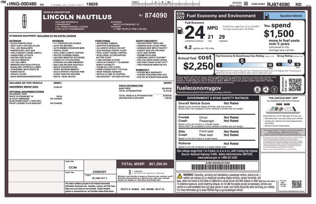 Used 2024 Lincoln Nautilus Reserve w/ Equipment Group 203A AWD/4WD image 5