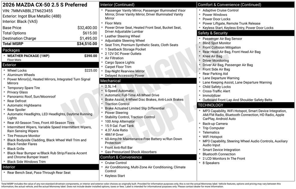 New 2026 MAZDA CX-50 AWD 2.5 S w/ Weather Package image 6