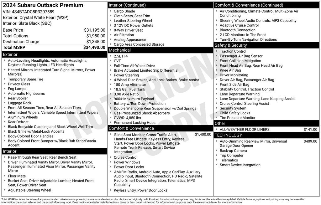 Certified 2024 Subaru Outback Premium AWD/4WD image 7