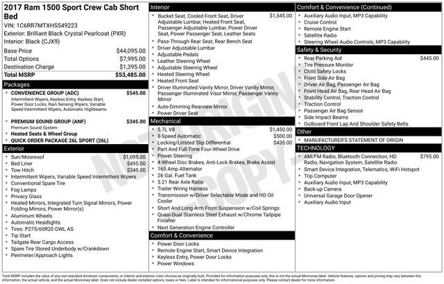 Used 2017 RAM 1500 Sport w/ Convenience Group AWD/4WD image 3