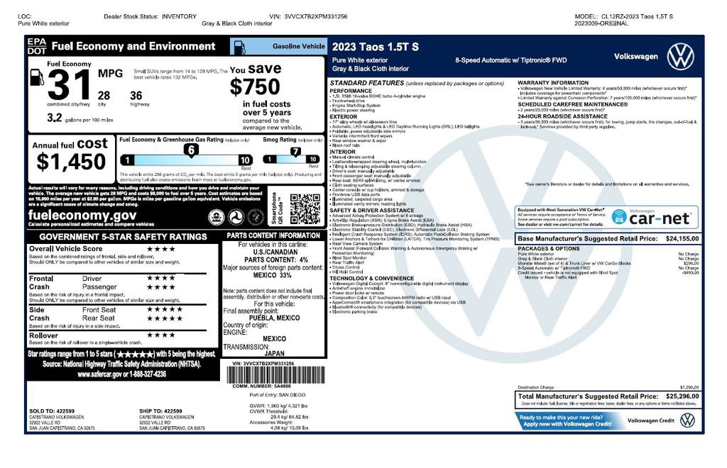 Used 2023 Volkswagen Taos S image 4