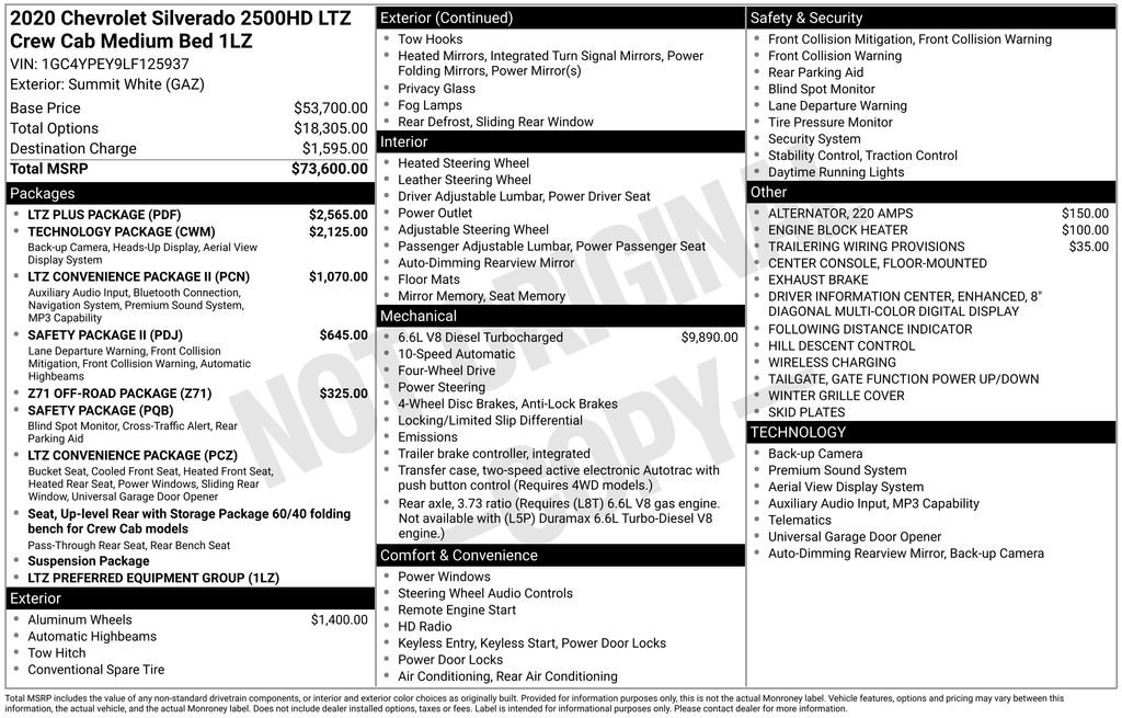Used 2020 Chevrolet Silverado 2500 LTZ w/ LTZ Plus Package AWD/4WD image 3