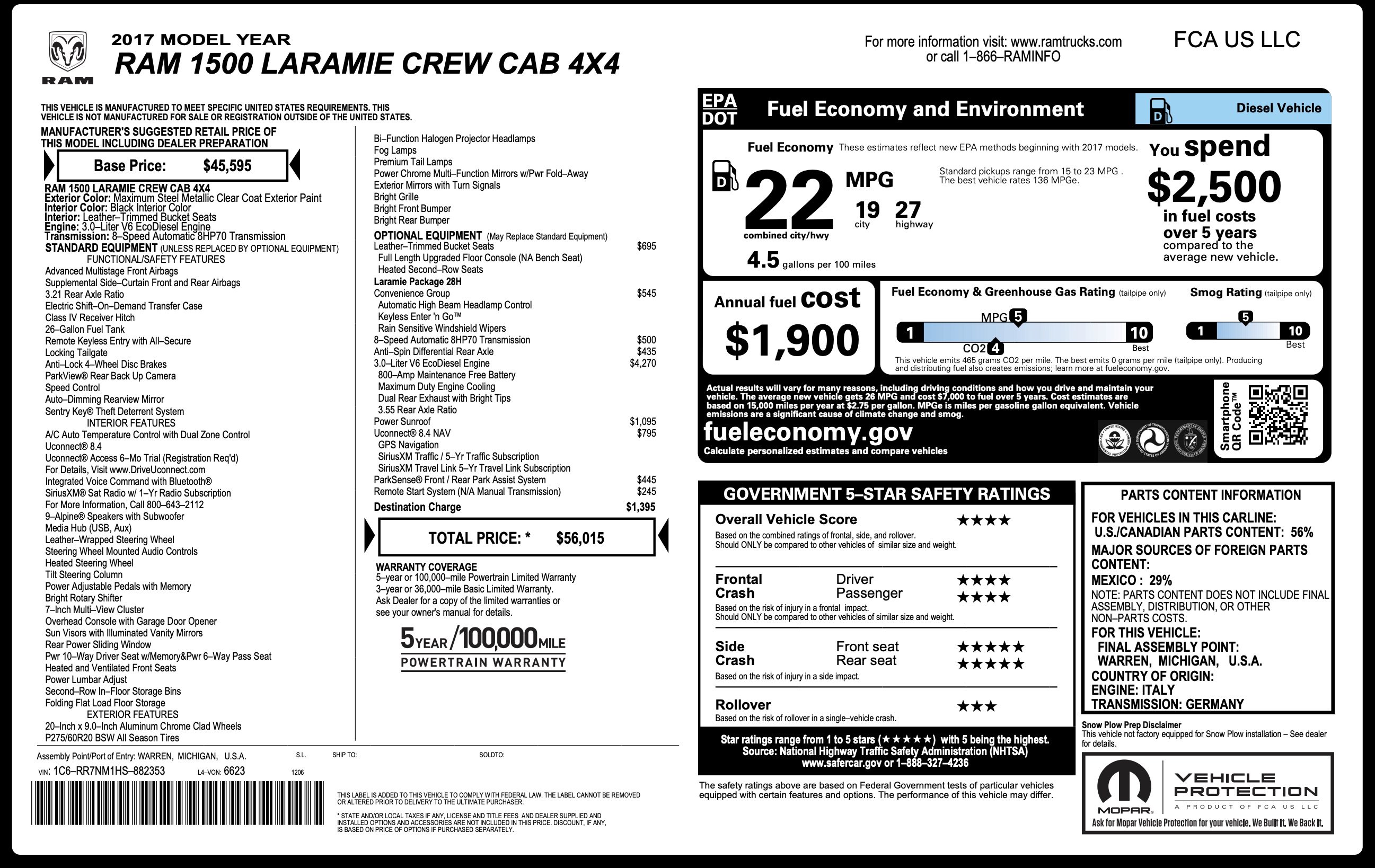 Used 2017 RAM 1500 Laramie w/ Convenience Group AWD/4WD image 4