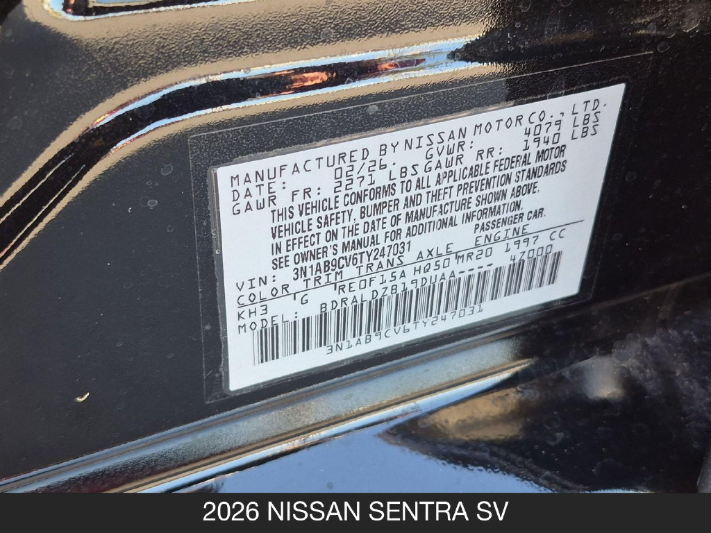 Certified 2026 Nissan Sentra SV w/ Floor Mat Package FWD image 26