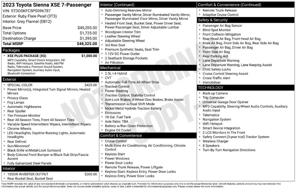 Used 2023 Toyota Sienna XSE w/ XSE Plus Package AWD/4WD image 5