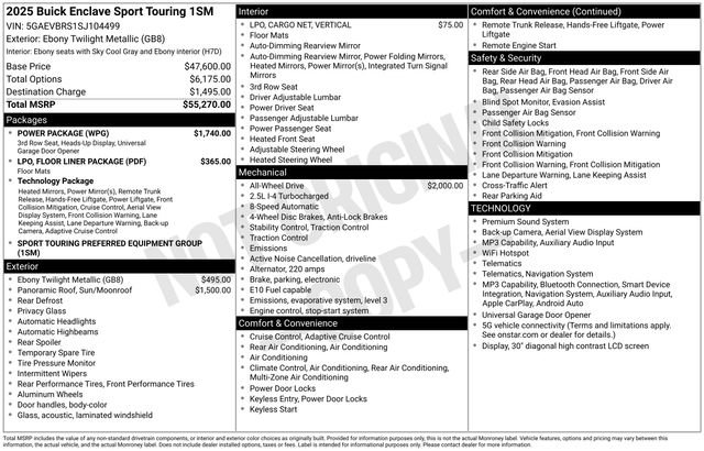 Used 2025 Buick Enclave Sport Touring w/ Power Package AWD/4WD image 3