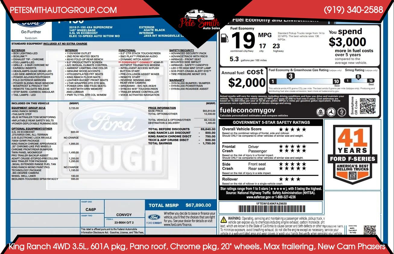 Used 2019 Ford F150 King Ranch w/ Equipment Group 601A Luxury AWD/4WD image 49