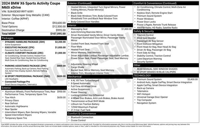 Certified 2024 BMW X6 M60i w/ Dynamic Handling Package AWD/4WD image 11