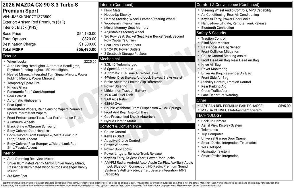 New 2026 MAZDA CX-90 3.3 Turbo S w/ Premium Package AWD/4WD image 7