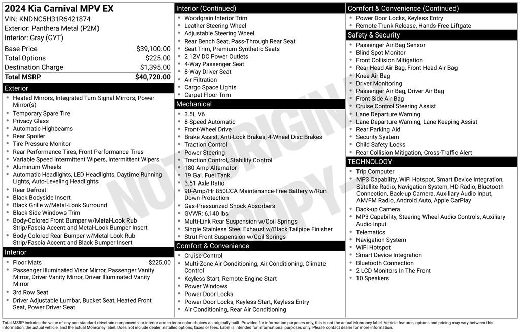 Used 2024 Kia Carnival EX FWD image 32