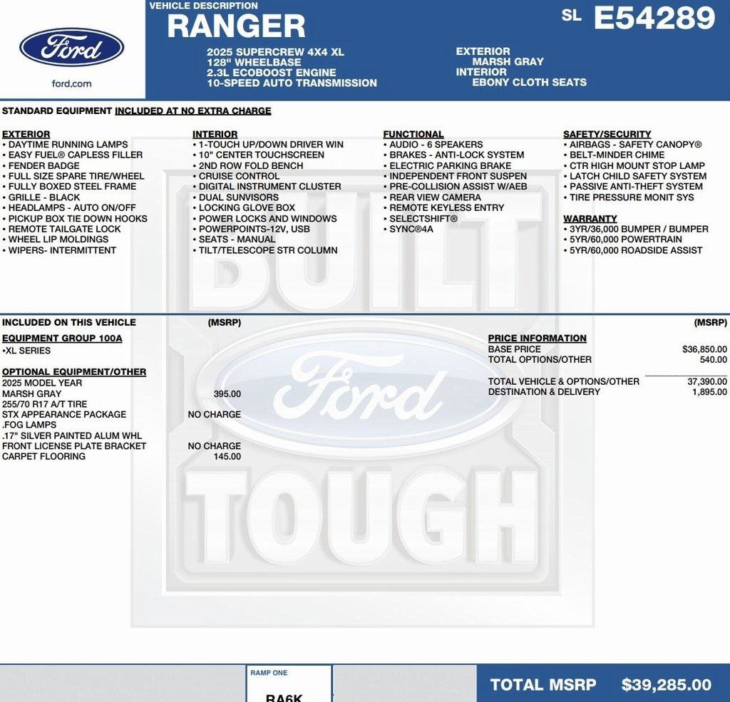 New 2025 Ford Ranger XL image 2