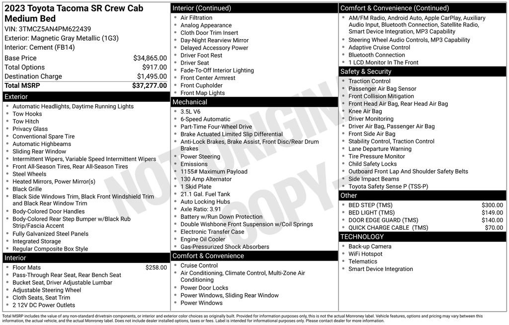 Used 2023 Toyota Tacoma SR AWD/4WD image 6