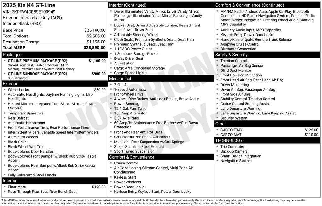 Used 2025 Kia K4 GT-Line w/ GT-Line Premium Package FWD image 6