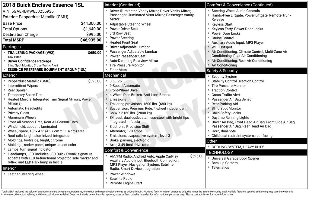 Certified 2018 Buick Enclave Essence w/ Trailering Package image 38